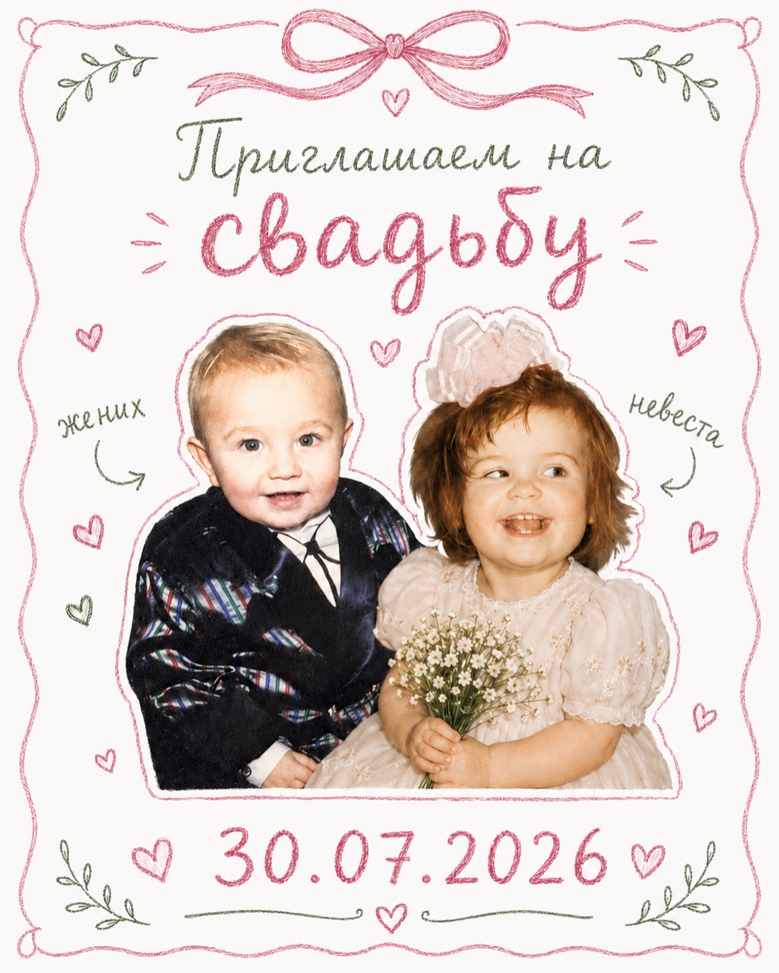 Приглашаем на свадьбу — жених и невеста, 30.07.2026