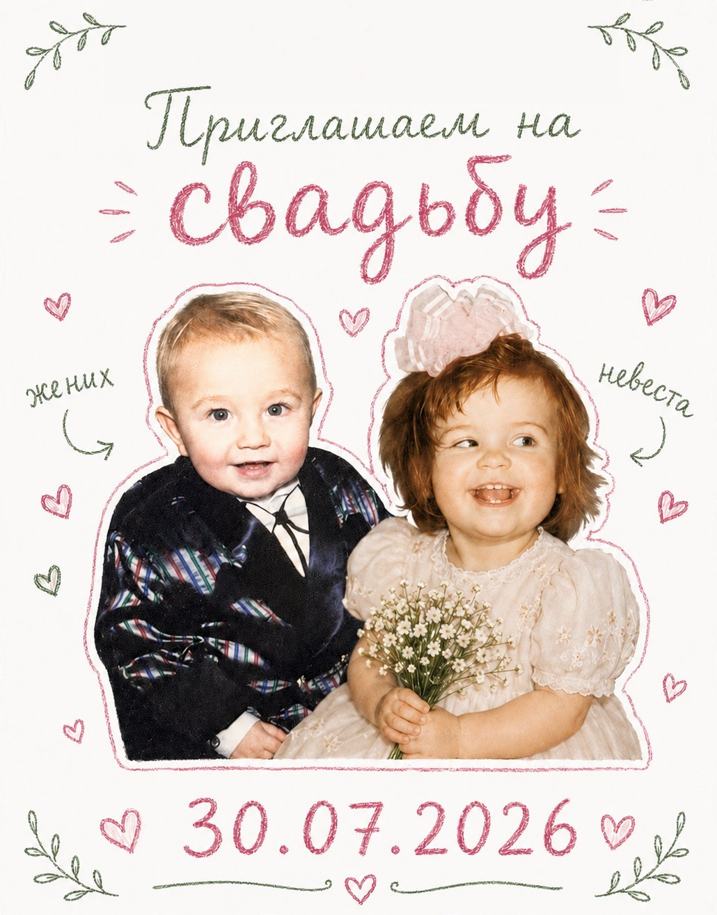 Приглашаем на свадьбу — жених и невеста, 30.07.2026